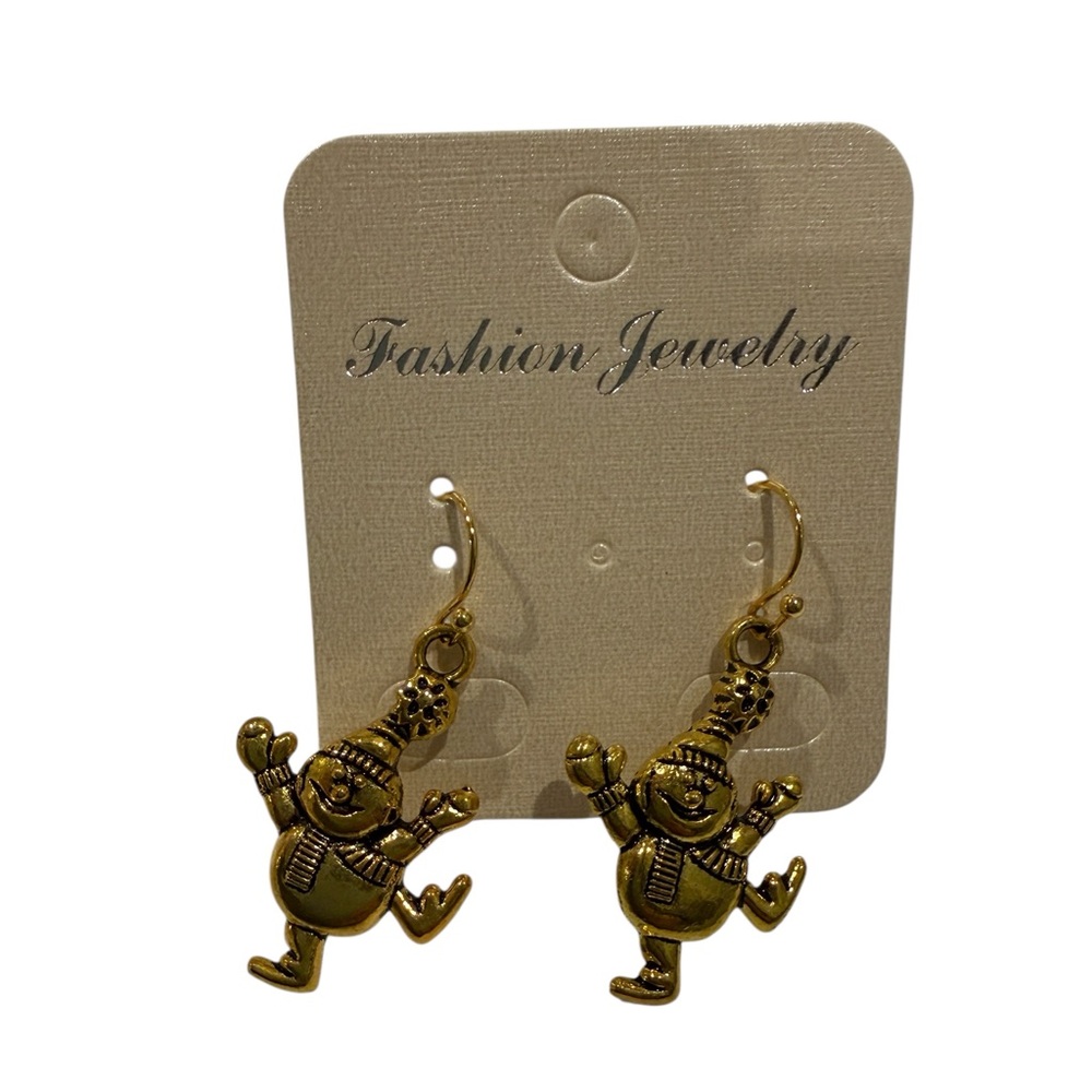 Gold Snowman Earrings